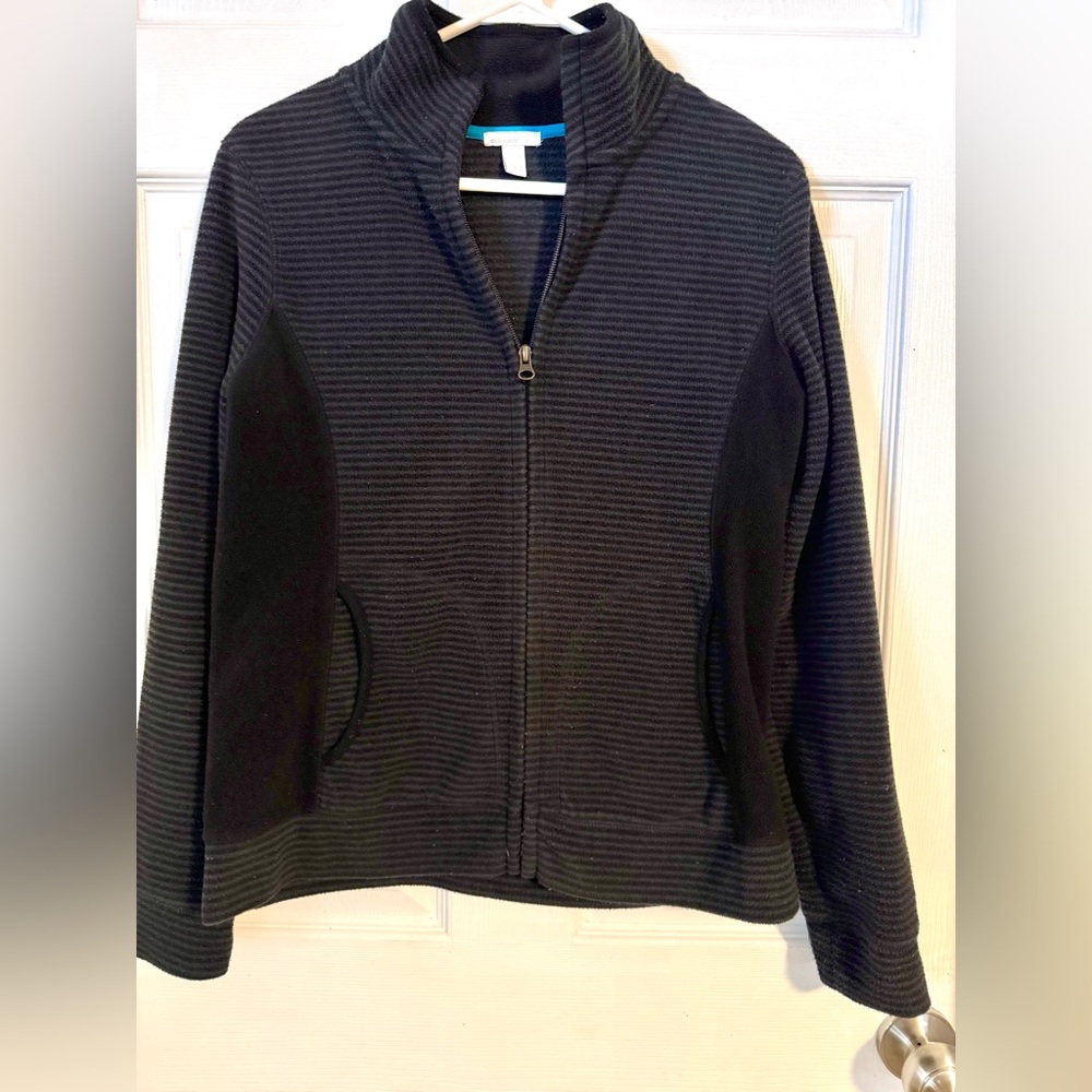 Women’s Old Navy Charcoal And Black Striped Soft Jacket Size S